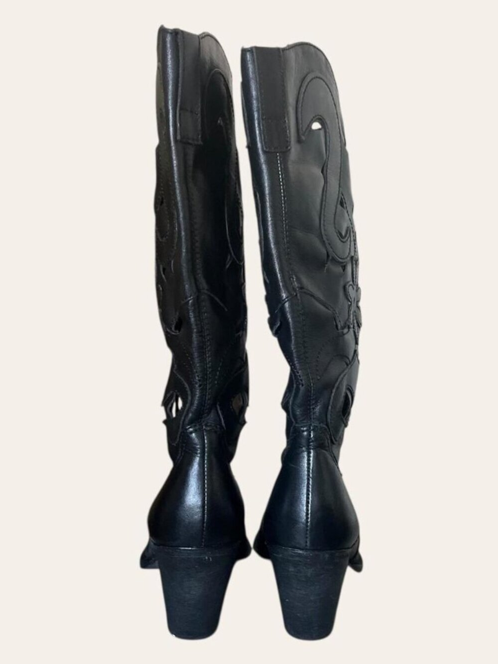 Carlos Santana "Silverado" black floral cutout cowgirl boots womens 7.5 - Picture 4 of 8